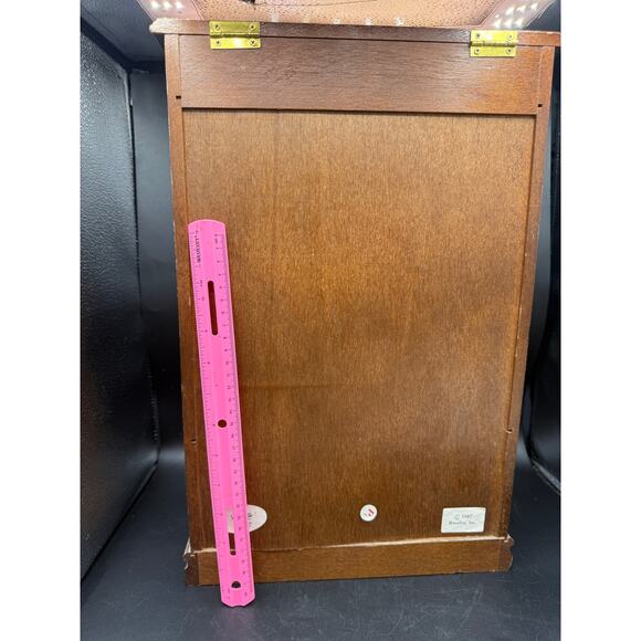 VTG Commodore Collection By Rosalco Wood and Etched Glass Jewelry Box Large - Picture 11 of 11